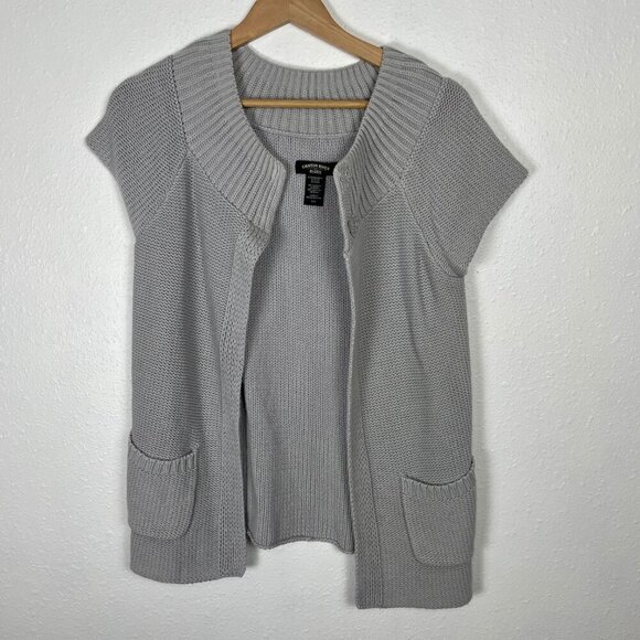 Canyon River Blues Sz. M Light Blue Short Sleeve Cardigan Sweater Vest - Picture 2 of 8